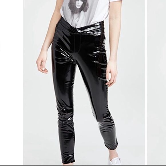NWT RtA Pants Patent Leather Kyle in Bombette Black Sz. 27 - Picture 1 of 2